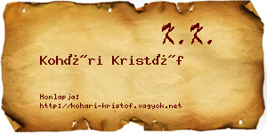 Kohári Kristóf névjegykártya