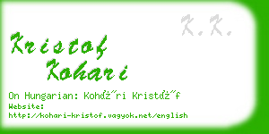 kristof kohari business card